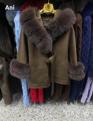 Палто от кашмир с естествен косъм, снимка 8 - Палта, манта - 53839414