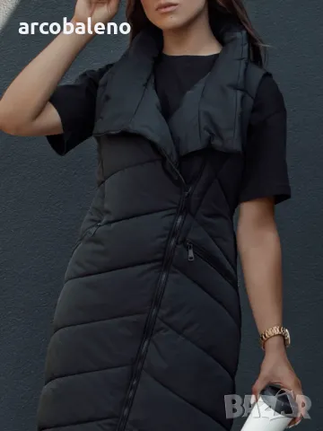 Дамско дълго ватирано яке без ръкави и качулка SERKIS, 2цвята , снимка 10 - Якета - 47464572