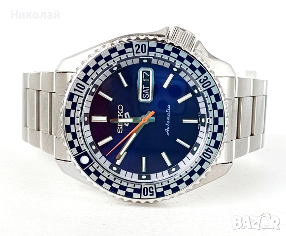 Мъжки часовник Seiko 5 Sport Automatic Petrol Blue Checker Flag Special Edition SRPK65K1, снимка 2 - Мъжки - 53138732