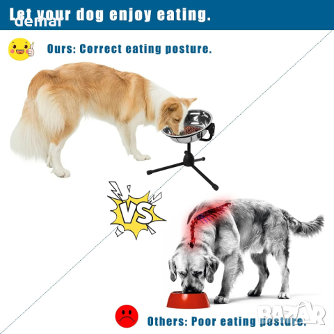 Повдигната купа за кучета Vexong, голям размер за кучета между 27 и 45 кг, 3-литрова, снимка 6 - За кучета - 44658823