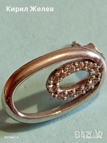 Елегантна сребърна обица проба 925 с диаманти красив стилен дизайн 21961, снимка 5 - Обеци - 52599463