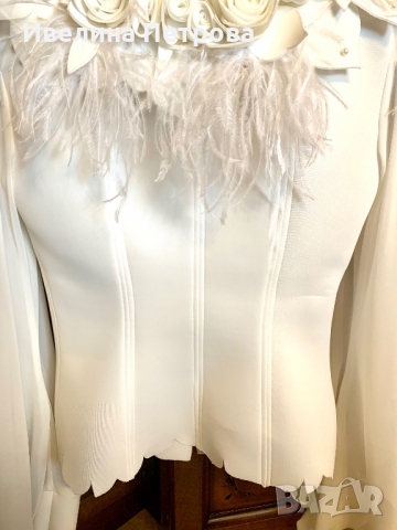 Дизайнерско сако с пера от какаду, снимка 3 - Сака - 36100967