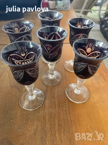 Червен кристал, снимка 2 - Чаши - 50658432