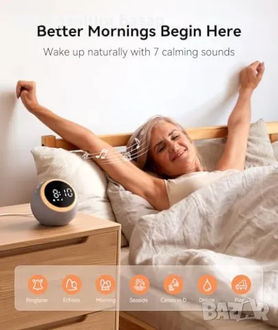 Нов уред Бял шум, будилник, нощна лампа – 25 звука, 7 мелодии за стая, снимка 5 - Други стоки за дома - 49484008