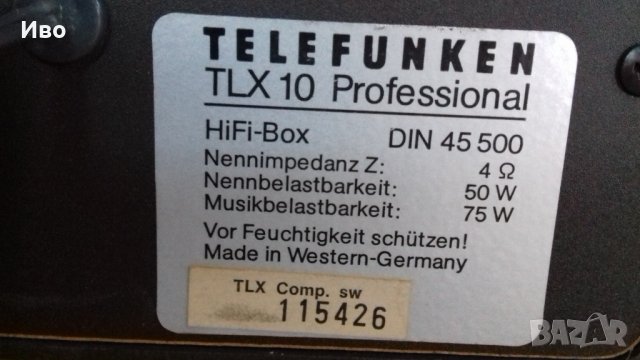 telefunken tlx 10, снимка 3 - Тонколони - 42675878