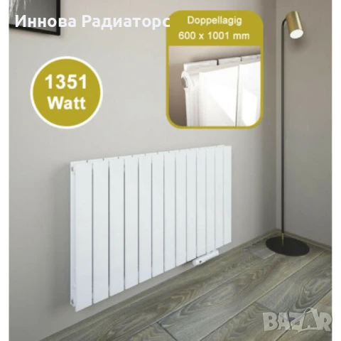 Хоризонтален панелен радиатор 600x982 мм | Двупластов | Бял | Плосък | Подходящ за бани, снимка 1