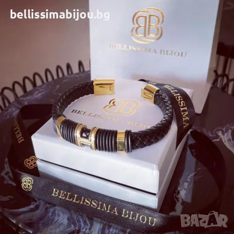 Мъжка Гривна от Кожа и Медицинска Стомана, снимка 2 - Гривни - 48225989