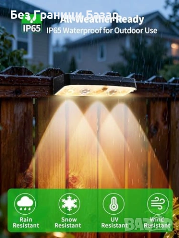 Нови Соларни слънчеви стенни лампи 4 броя 3 режима за двор ограда тераса , снимка 4 - Соларни лампи - 53817960