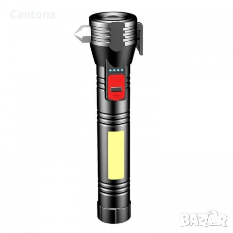 6 в 1 работна лампа, фенер, магнит, Power Bank, чукче за счупване на стъкла, нож за срязване на кола