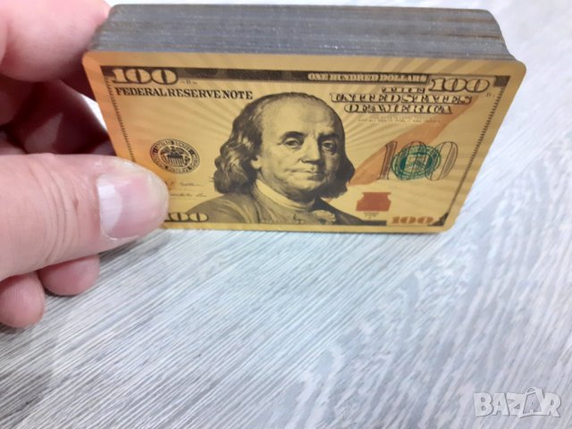 Позлатени - водоустойчиви Карти за игра на гърба с долари Gold Foil, снимка 5 - Карти за игра - 36028164