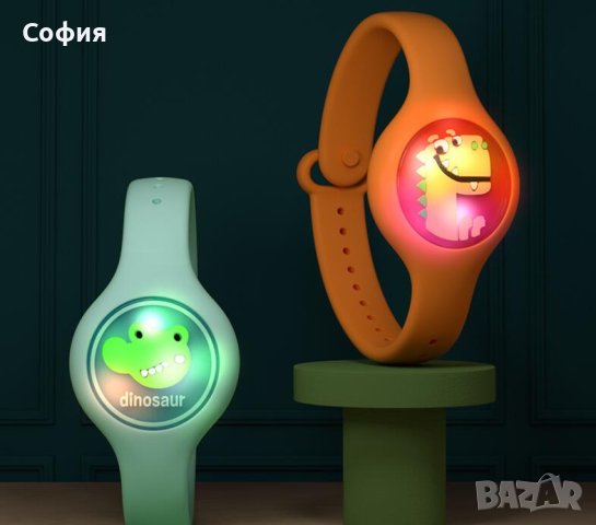 Детска светеща силиконова гривна / часовник против комари, насекоми и мушици НОВО!!!, снимка 6 - Други - 40411352