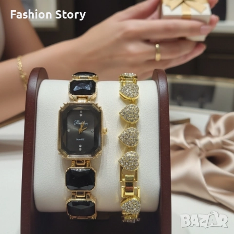 Дамски комплект часовник с кварцов механизъм и гривна, снимка 5 - Дамски - 51935386