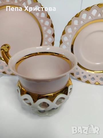 Чаша за чай от розов порцелан Haas & Czjzek (в Ходов, Чехия). , снимка 6 - Чаши - 53578994