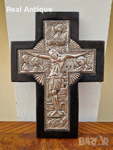 Страхотна антикварна сребърна икона кръст сертификат маркировки , снимка 2 - Антикварни и старинни предмети - 52648097