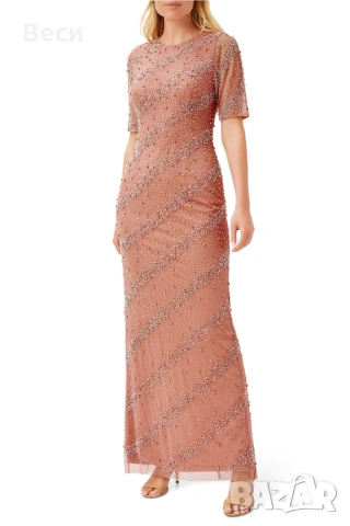 Дълга рокля Aidan Mattox - розова праскова