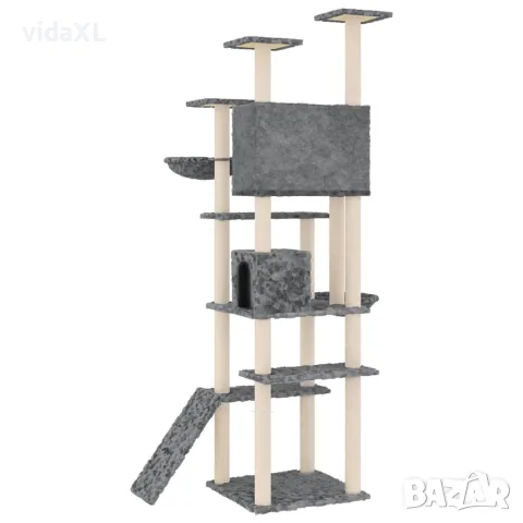 vidaXL Котешко дърво със сизалени стълбове, тъмносиво, 191 см, снимка 5 - За котки - 56148415