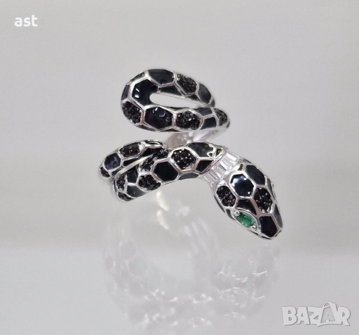 Сребърен пръснен змия, снимка 6 - Пръстени - 53616044