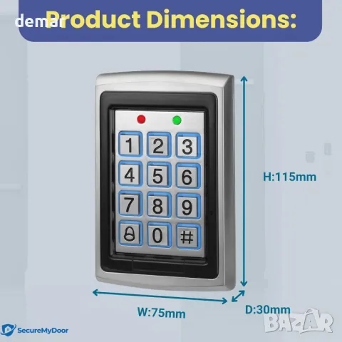 SecureMyDoor Proximity цифрова клавиатура за система за входна врата с RFID брелони и ПИН код, снимка 5 - Други стоки за дома - 47653339