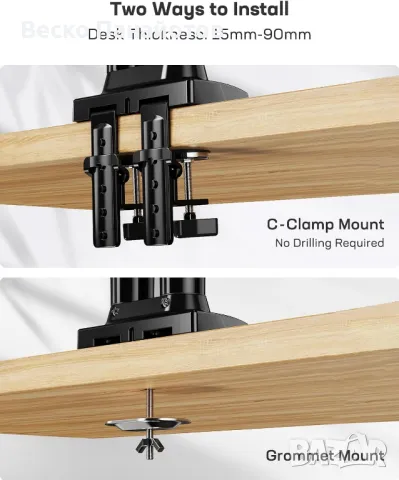 Стойка за двоен монитор HUANUO за екрани от 13 до 32 инча, снимка 4 - Стойки, 3D очила, аксесоари - 49477758