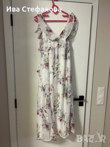 Разкошна нова феерична ежедневна елегантна дълга рокля флорален принт цветя волани къдри, снимка 9 - Рокли - 36748317