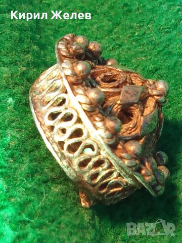 СТАРИНЕН ЕЛЕМЕНТ от ВЪЗРОЖДЕНСКИ ФИЛИГРАНЕН СРЕБЪРЕН ПРЪСТЕН МАЙСТОРСКА КУЮМДЖИЙСКА ИЗРАБОТКА 13906, снимка 2 - Антикварни и старинни предмети - 40921478