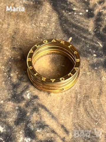 Масивен мъжки пръстен тип Bvlgari – стоманен, златист