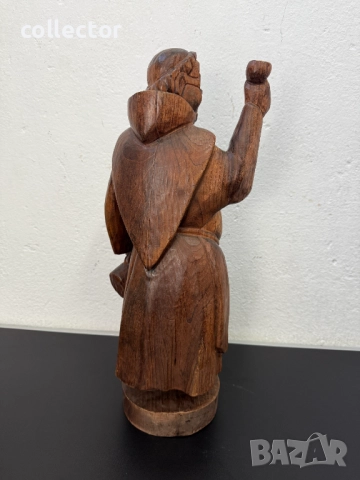 Френска ръчно резбована  статуя на пиещ монах. №7516, снимка 6 - Антикварни и старинни предмети - 52127169