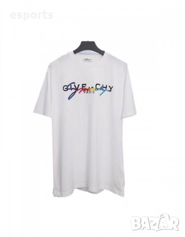 Мъжка тениска Givenchy Живонши 2XL с текст бродерия бяла имитираща, снимка 2 - Тениски - 25698951