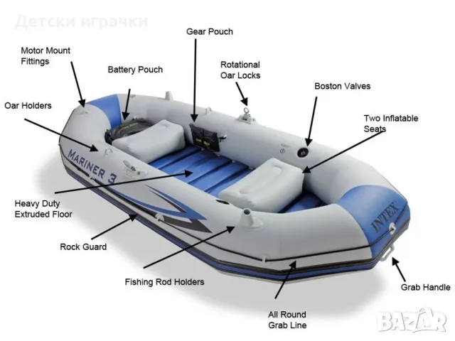 Надуваема лодка комплект INTEX Mariner 3, обновен модел , снимка 4 - Водни спортове - 50393312