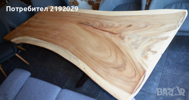 МАСА масив, Дъждовно дърво, със „жив ръб“, цяло парче, стоманена основа, снимка 5 - Маси - 51491753