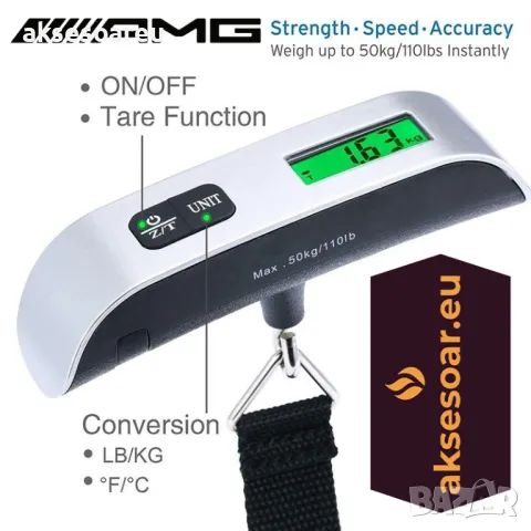 Нов джобен LCD преносим електронен кантар везна за багаж до 50 кг. със скала 10 гр. кантарче за дома, снимка 10 - Везни - 50390958
