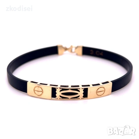 Златна гривна с кожа 3,04гр. 20,0см. 14кр. проба:585 модел:36349-1