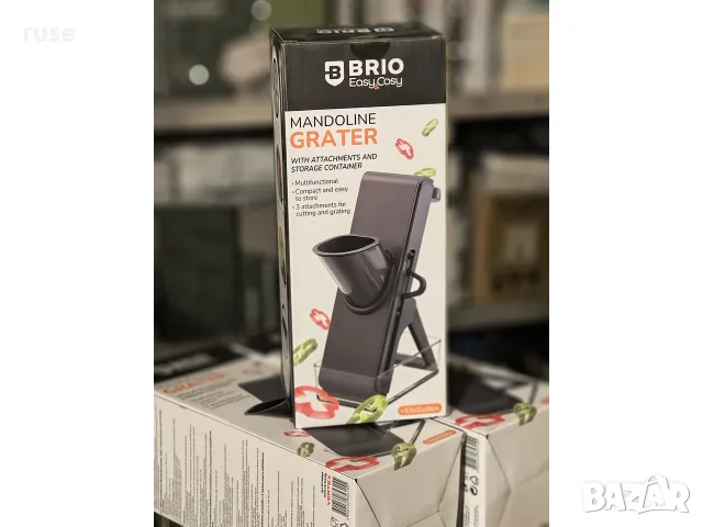 НОВИ! Мултифункционално ренде Мандолина Brio - с 3 приставки и контейнер , снимка 11 - Аксесоари за кухня - 56117553