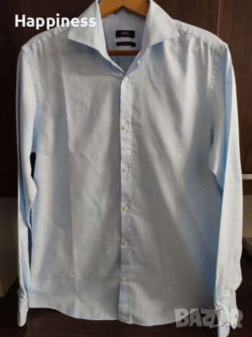 Оригинална светло синя мъжка риза s. Oliver Selection, slim fit , снимка 6 - Ризи - 36309584