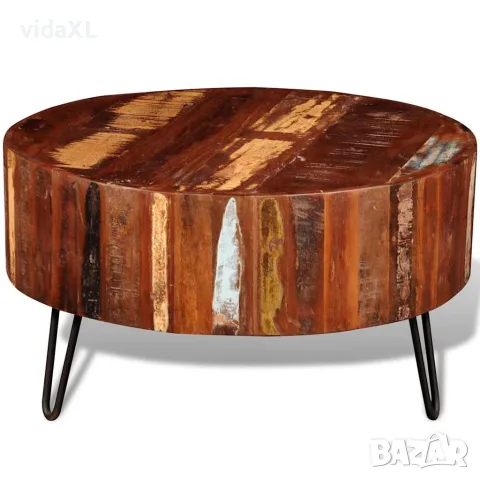 vidaXL Маса за кафе, кръгла, масивно регенерирано дърво, снимка 7 - Маси - 56146324