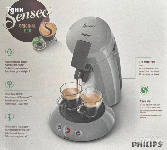 Еспресо кафемашина Philips Senseo Original Eco, снимка 5 - Кафемашини - 56129621