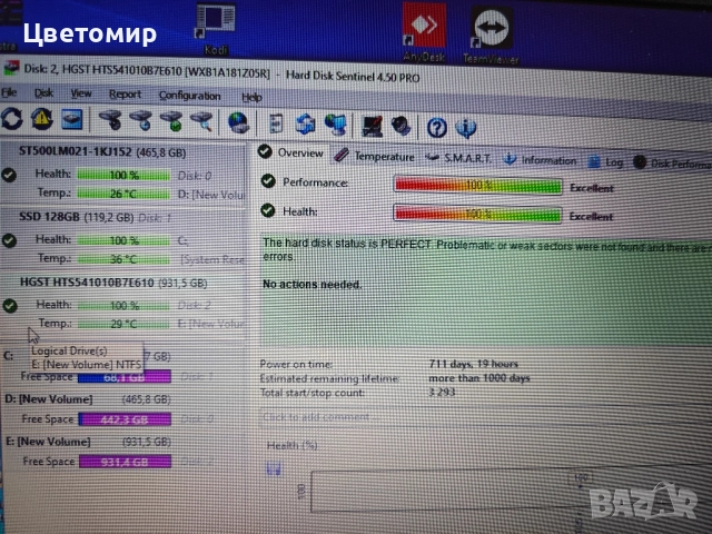 HDD HGST(Hitachi) 1TB 2.5" / 5400rpm/128mb/100 Health/ Хард диск/ Твърд диск, снимка 5 - Лаптопи за работа - 51807134