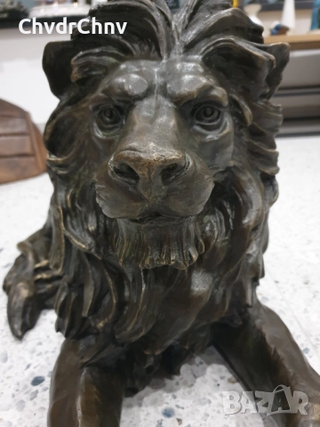 60см-16кг статуя/стара голяма бронзова скулптура/фигура на легнал лъв, снимка 6 - Статуетки - 52804587