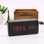 LED декоративен дървен дигитален настолен часовник с температура USB спалня офис светещ електронен, снимка 3