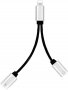 Lightning адаптер за iPhone към 2 Type C, за слушалки и за зареждане, снимка 1 - USB кабели - 34221727