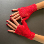 Червени дантелени ръкавици без пръсти 3002, снимка 1 - Ръкавици - 44289966