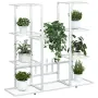 vidaXL Стойка за цветя, 94,5x25x89 см, бяла, желязо, снимка 4