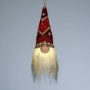 LED Светещ коледен гном с червена шапка, 15см