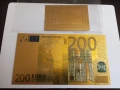 Позлатена с 24 карата злато банкнота 200 Евро със сертификат, снимка 1