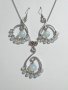 Прелестен комплект бижута със скъпоценни камъни Опал и орнаменти в цвят Сребро, снимка 2
