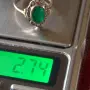 Арт Деко пръстен с хризопраз. Сребро с позлата., снимка 5