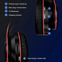 Безжични RGB Слушалки Bluetooth за музика игри спорт компютър AUX, снимка 5 - Bluetooth слушалки - 34478956