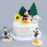 6 бр Мики Мини Маус Mickey Minnie Disney пластмасови фигурки на бяла стойка за украса торта и игра, снимка 4 - Фигурки - 44405038