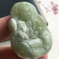 НЕФРИТ МЕДАЛЬОН ВИСУЛКА ТАЛИСМАН АМУЛЕТ ГУАНИН GuanYin, снимка 2 - Колиета, медальони, синджири - 40952569