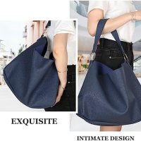 Нова Модерна дамска чанта Tote PU кожа в синьо ежедневна през рамо, снимка 5 - Чанти - 42530922
